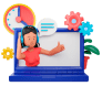 Illustration of a person with a headset providing online customer support for software or services.